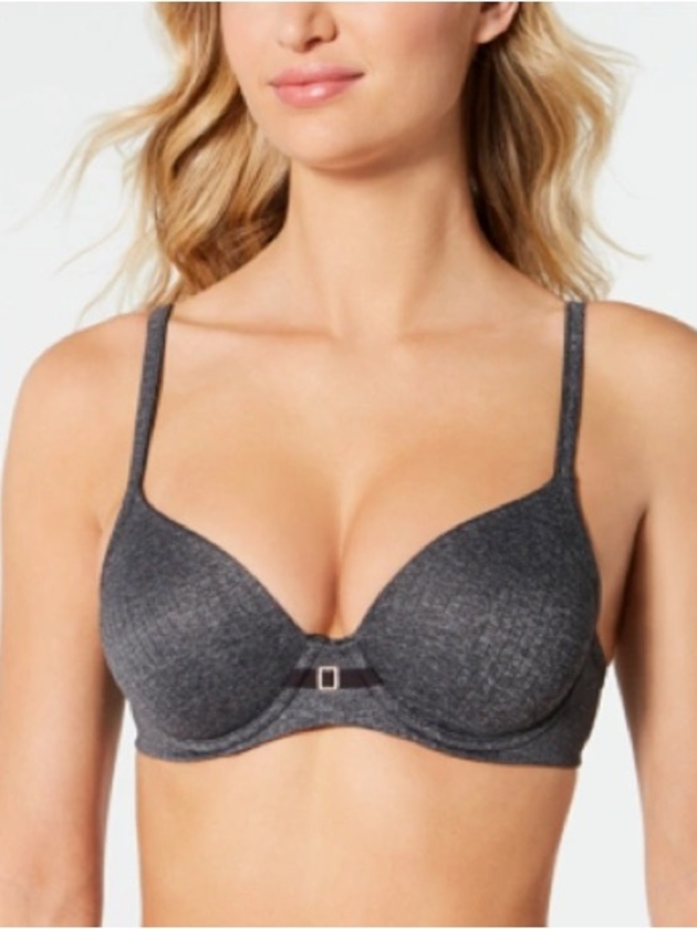 Hanes Ultimate Natural Lift Shaping T-Shirt Underwire Bra Grey Black 36C